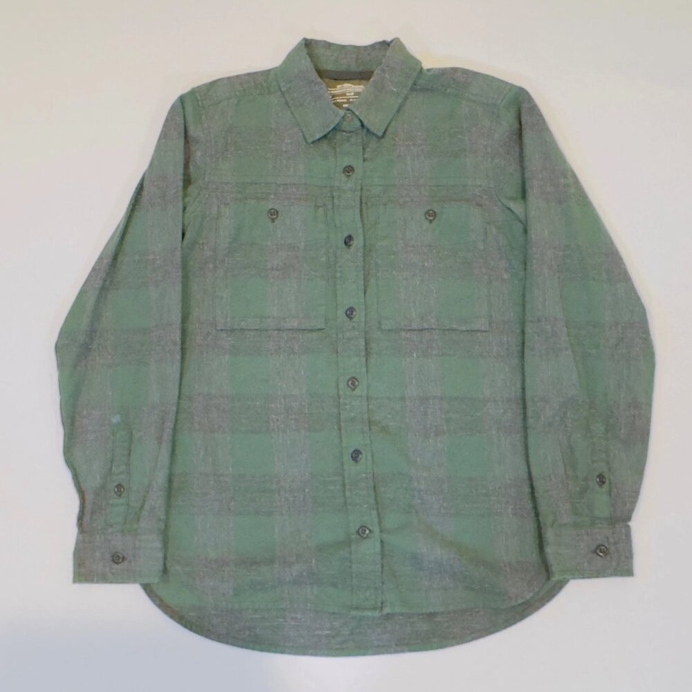 REI Co-op Women’s Small Green Navy Plaid Flannel Shirt Button Up Outdoor